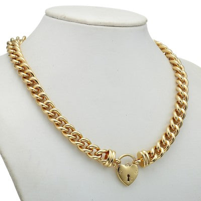 18ct Heavy Yellow Gold Plated Euro Chain Necklace Featuring a Plain Locket - USA Made