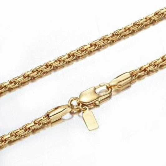 18ct Heavy Yellow Gold Plated Rope Chain Necklace - USA Made