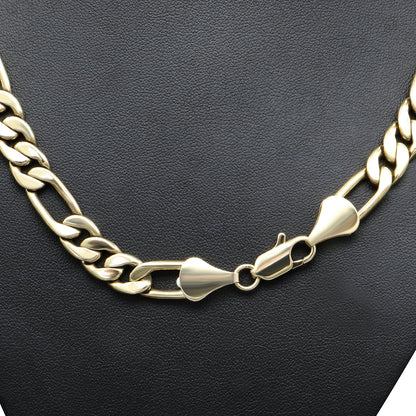 18 Karat Gelbgold plattierte Unisex-Figaro-Halskette, 55,9 cm, klobige Halskette – hergestellt in den USA