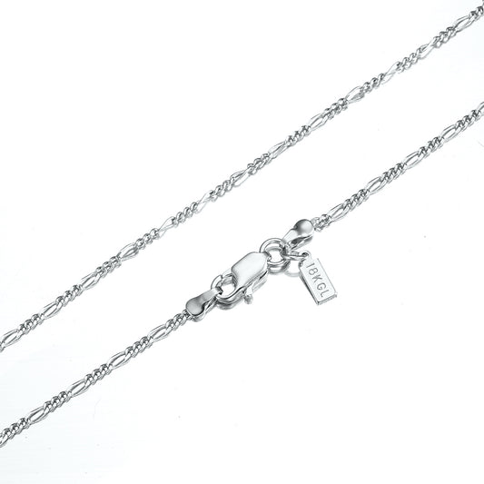 925 Sterling Silver Plated Fine Figaro Chain Necklace - USA Made