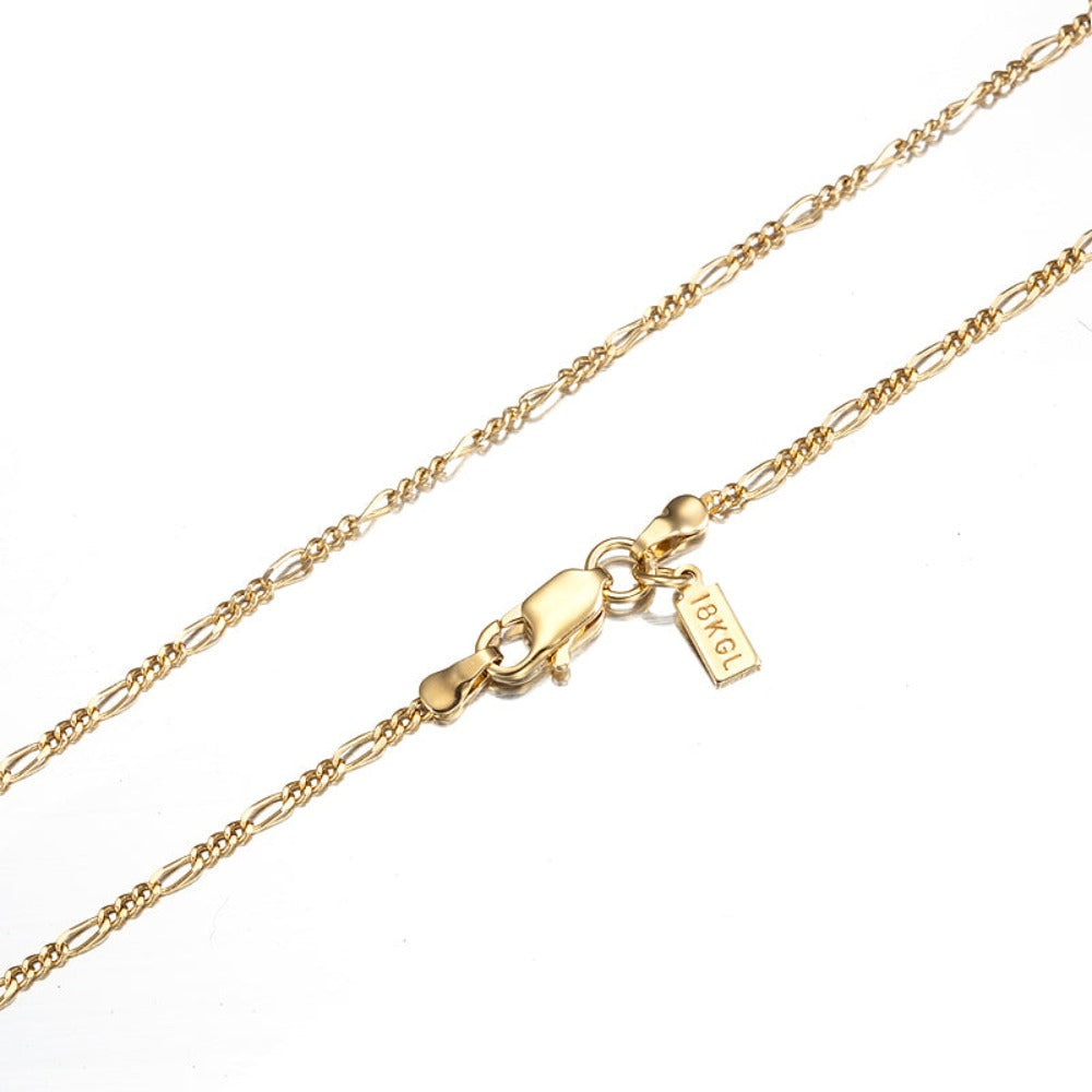 18ct Heavy Yellow Gold Plated Fine Figaro Chain Necklace - USA Made