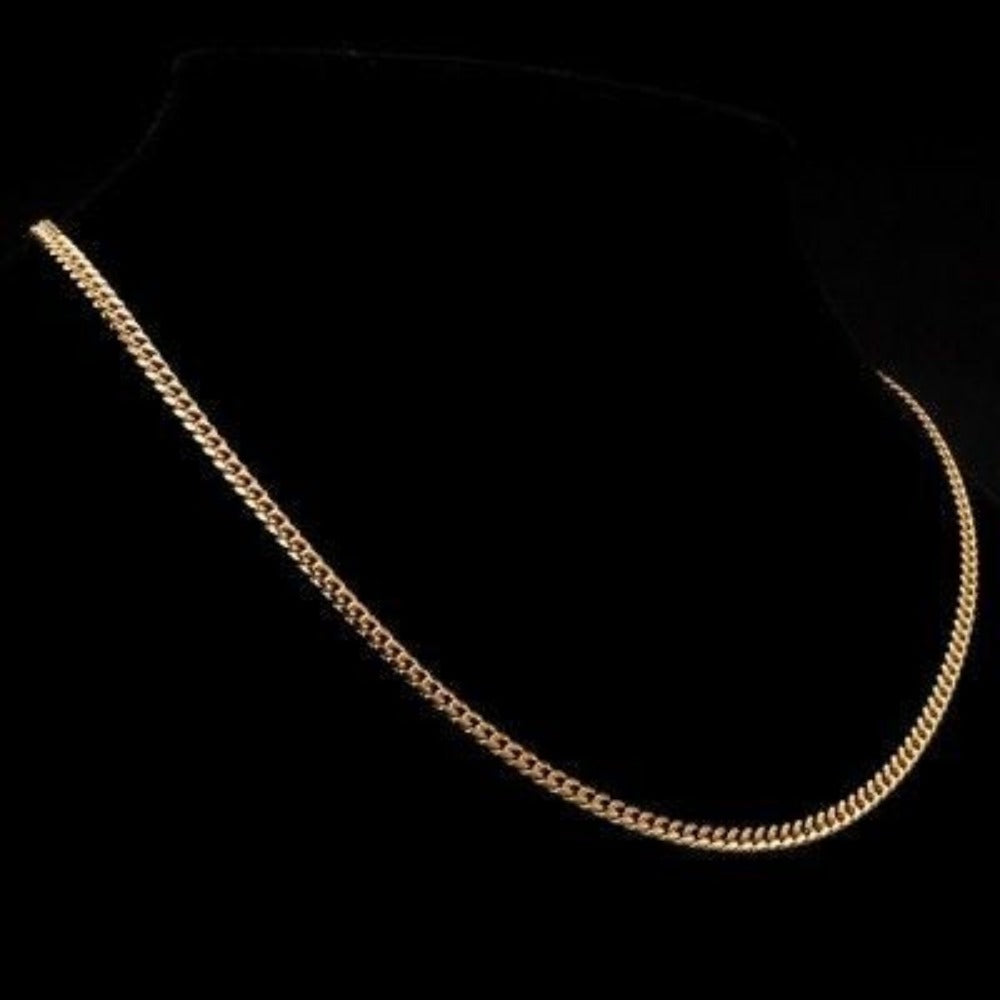 18ct Heavy Yellow Gold Plated Curb Chain Necklace with Lobster Clasp - USA Made