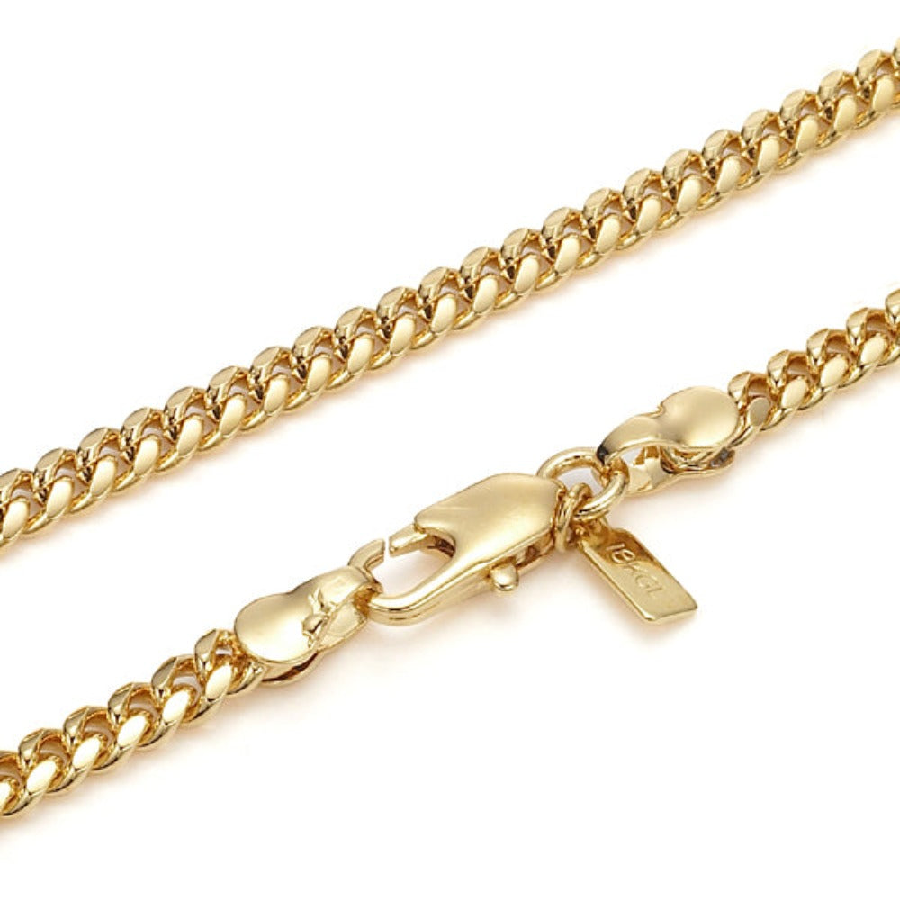 18ct Heavy Yellow Gold Plated Curb Chain Necklace with Lobster Clasp - USA Made