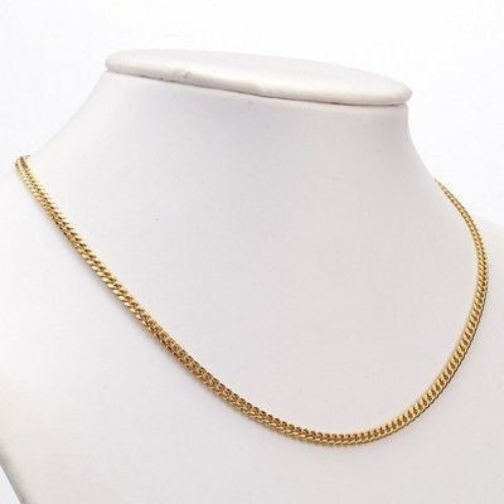 18ct Heavy Yellow Gold Plated Curb Chain Necklace with Lobster Clasp - USA Made