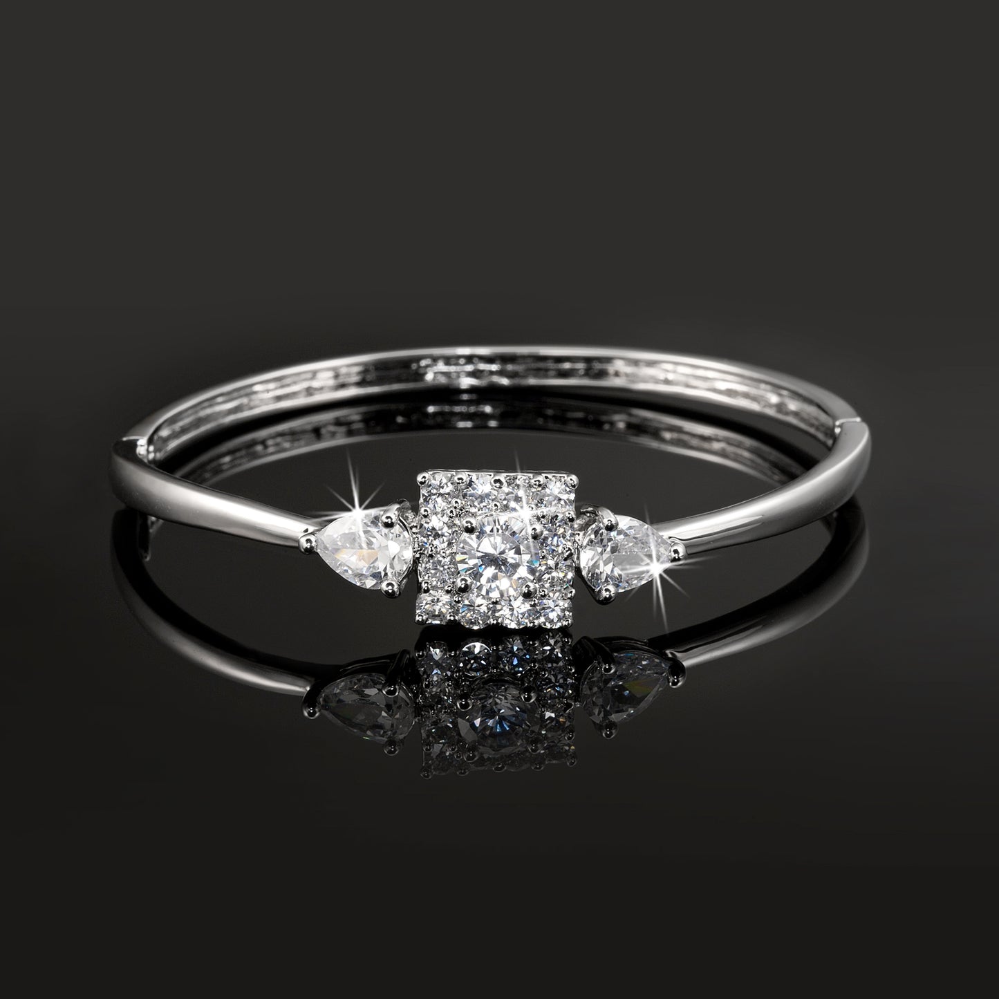 925 Sterling Silver Plated Bangle Featuring 15 Crystals by Swarovski®