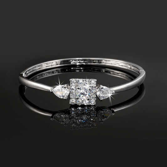 925 Sterling Silver Plated Bangle Featuring 15 Crystals by Swarovski®