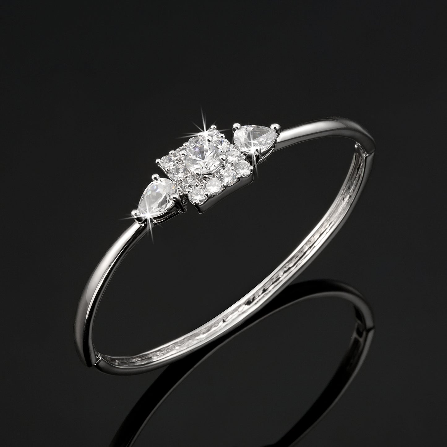 925 Sterling Silver Plated Bangle Featuring 15 Crystals by Swarovski®