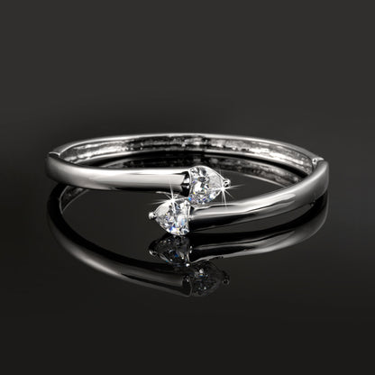 925 Sterling Silver LAYERED Bangle Featuring 2 Crystals by Swarovski®