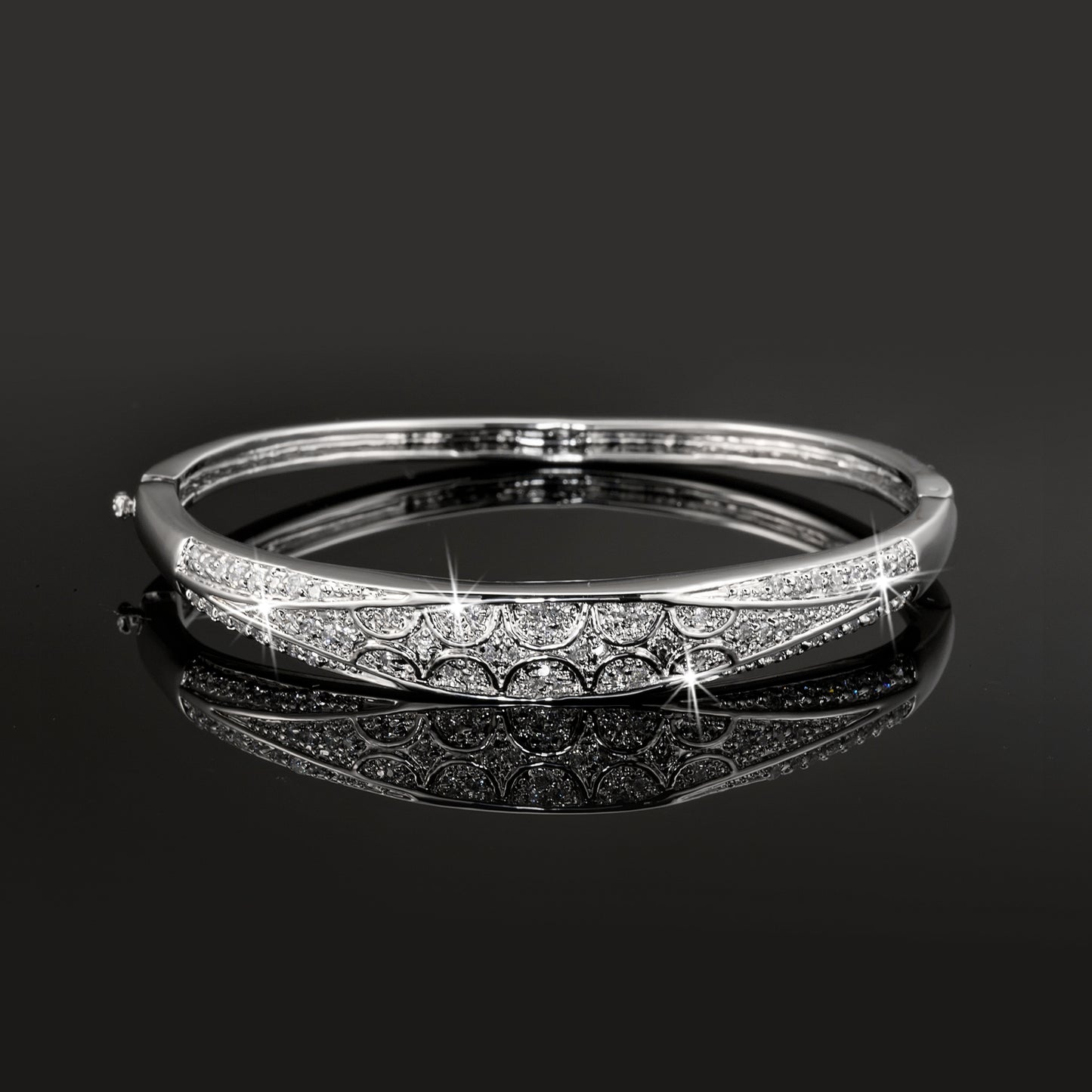 925 Sterling Silver LAYERED Bangle Featuring 63 Crystals by Swarovski®