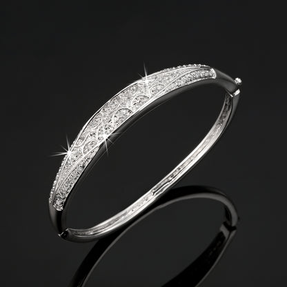 925 Sterling Silver LAYERED Bangle Featuring 63 Crystals by Swarovski®
