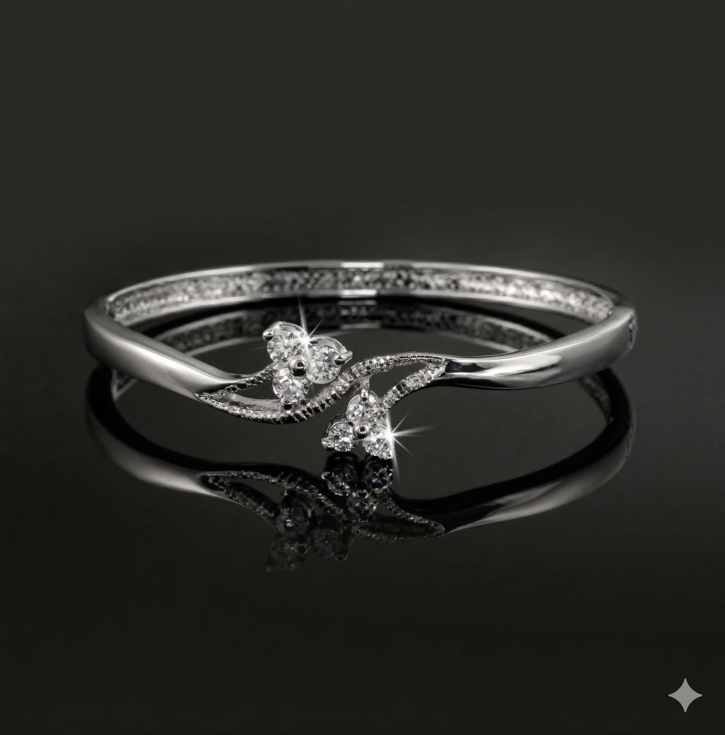 Designer Floral Crossover Bangle Featuring Crystals by Swarovski®