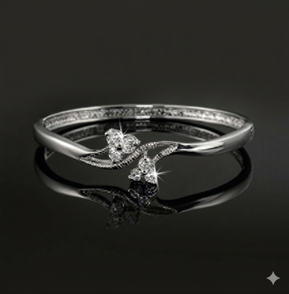 Designer Floral Crossover Bangle Featuring Crystals by Swarovski®