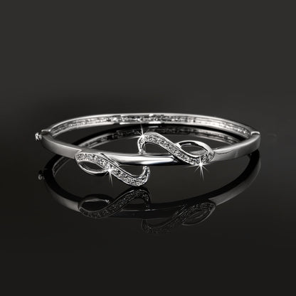 925 Sterling Silver LAYERED Bangle Featuring 16 Crystals by Swarovski
