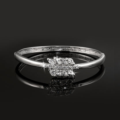 925 Sterling Silver LAYERED Bangle Featuring 17 Crystals by Swarovski®