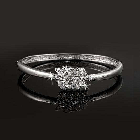 925 Sterling Silver LAYERED Bangle Featuring 17 Crystals by Swarovski®