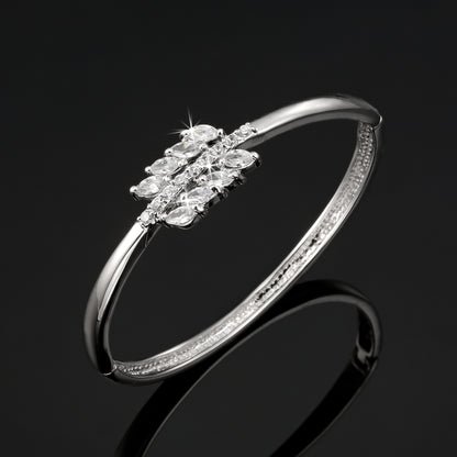 925 Sterling Silver LAYERED Bangle Featuring 17 Crystals by Swarovski®