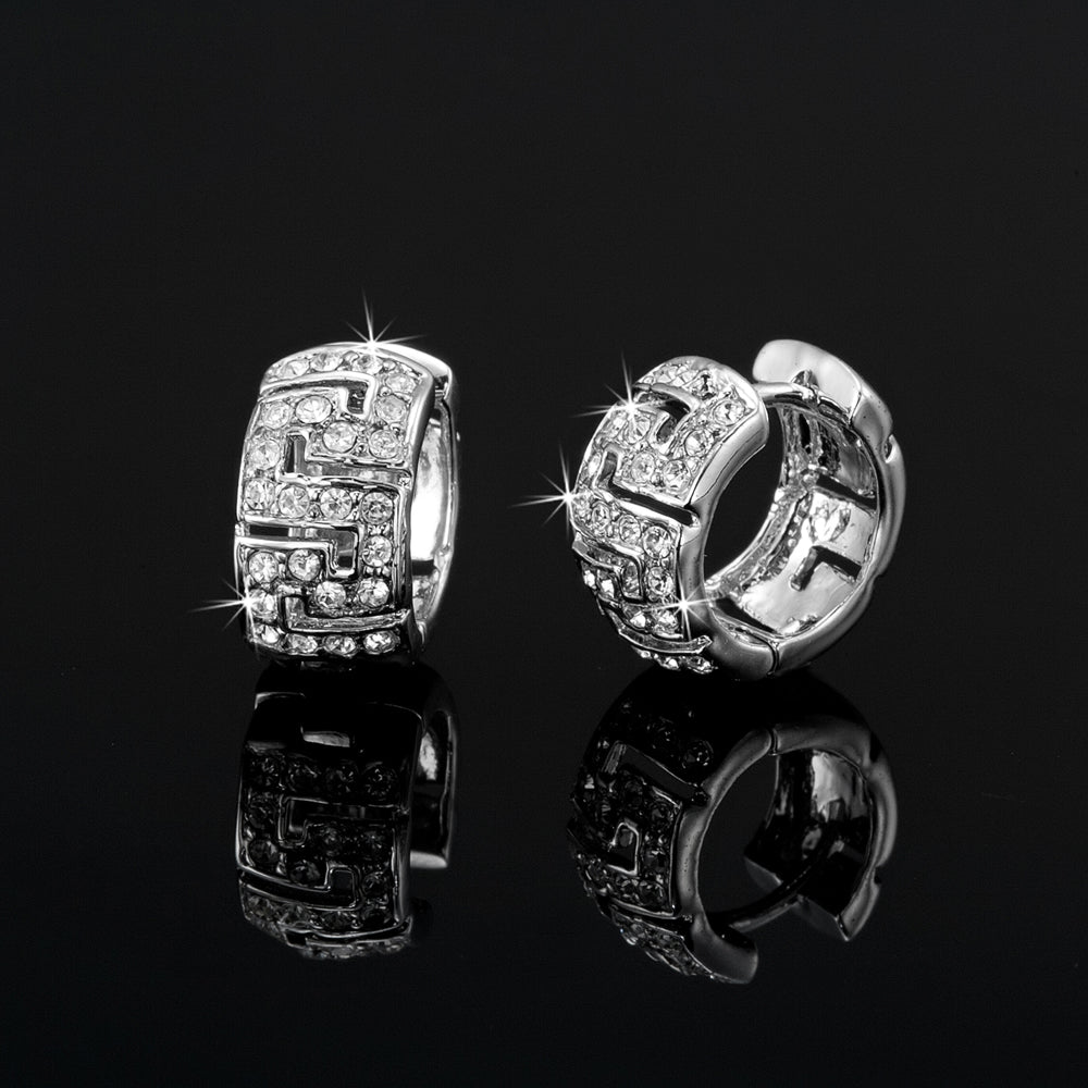 925 Sterling Silver Plated Huggie Earrings Featuring Crystals by Swarovski®