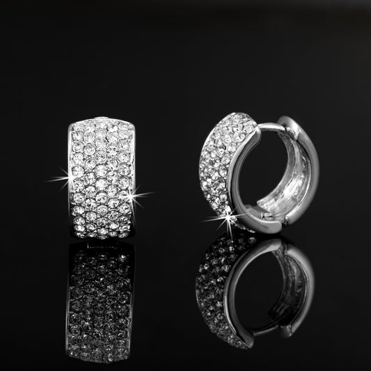 925 Sterling Silver Plated Huggie Earrings Featuring 106 Crystals by Swarovski®