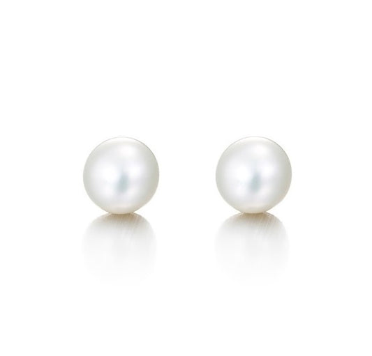 Designer Round Pearl Stud Earrings in White, Purple and Pink