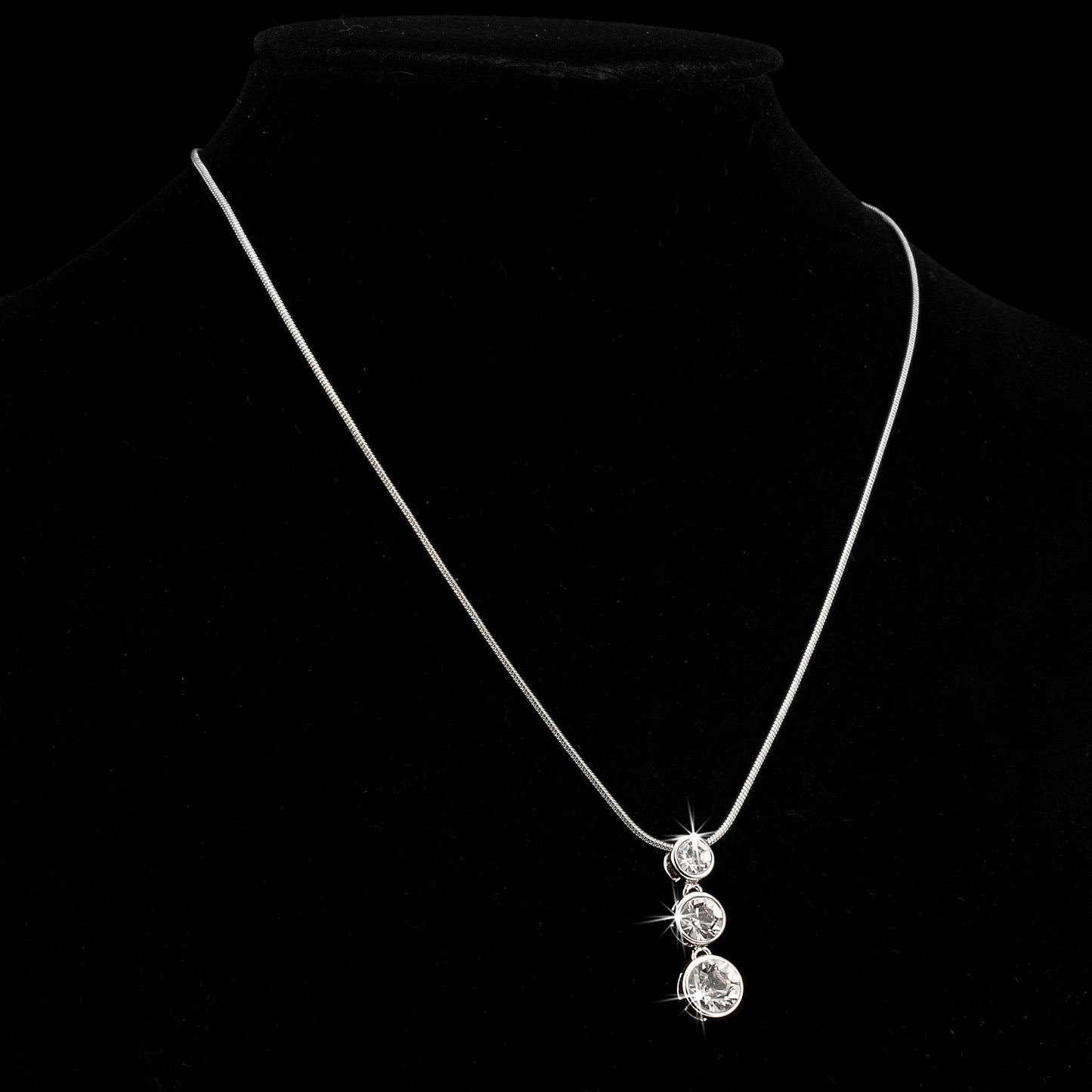 Drop Pendant Necklace Featuring 3 Crystals by Swarovski®