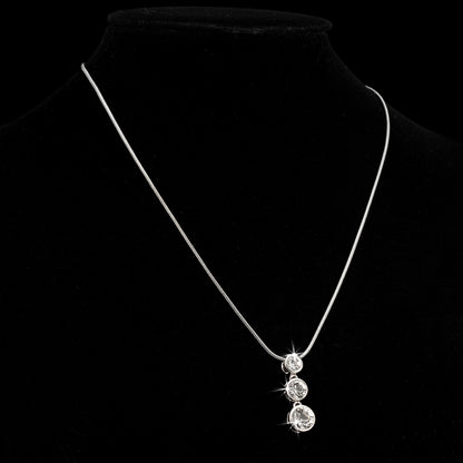 Drop Pendant Necklace Featuring 3 Crystals by Swarovski®