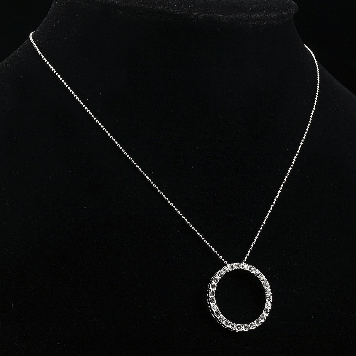 Solid 925 Sterling Silver Eternity Pendant Necklace Featuring 30 Crystals by Swarovski®