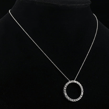 Solid 925 Sterling Silver Eternity Pendant Necklace Featuring 30 Crystals by Swarovski®