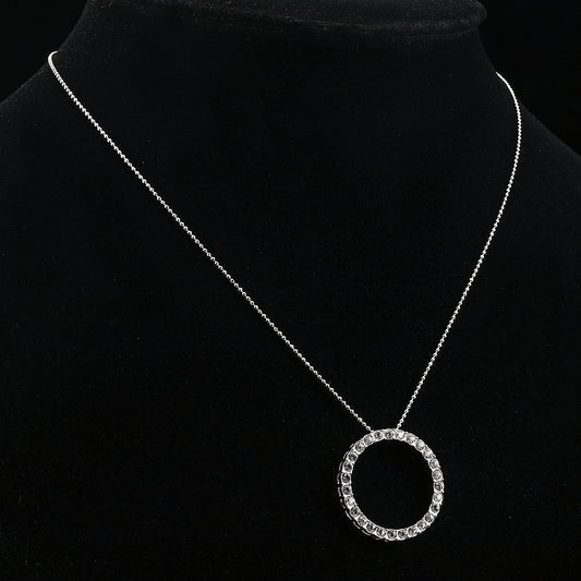 Solid 925 Sterling Silver Eternity Pendant Necklace Featuring 30 Crystals by Swarovski®