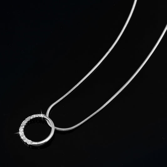 925 Sterling Silver Plated Circle Pendant Necklace Featuring Crystals by Swarovski®