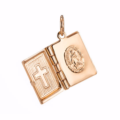 18ct Heavy Rose Gold Plated Bible Pendant (Opens with 1 bible page) - USA Made