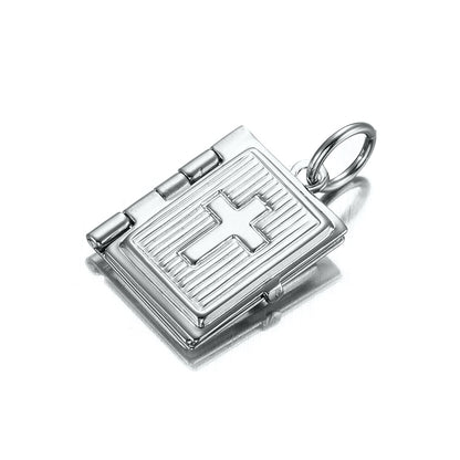 925 Silver  Plated Bible Pendant (Opens with 1 bible page) - USA Made