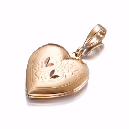 18ct Heavy Rose Gold Plated Heart Locket Pendant - USA Made