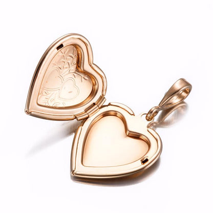18ct Heavy Rose Gold Plated Heart Locket Pendant - USA Made