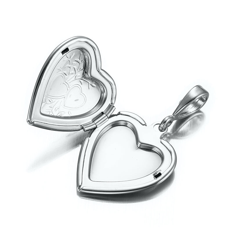 925 Sterling Silver Plated Heart Locket Pendant - USA Made