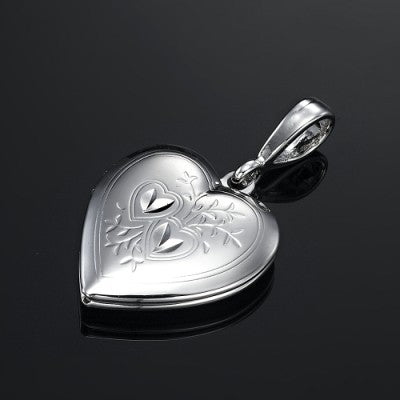 925 Sterling Silver Plated Heart Locket Pendant - USA Made