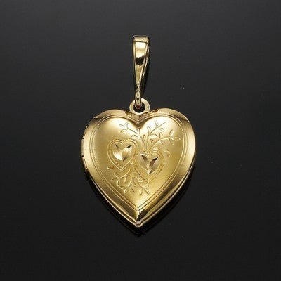 18ct Heavy Yellow Gold Plated Heart Locket Pendant - USA Made