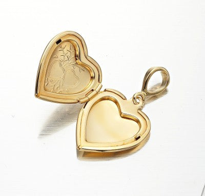 18ct Heavy Yellow Gold Plated Heart Locket Pendant - USA Made