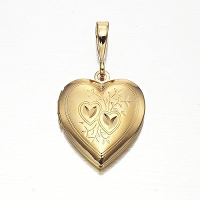 18ct Heavy Yellow Gold Plated Heart Locket Pendant - USA Made