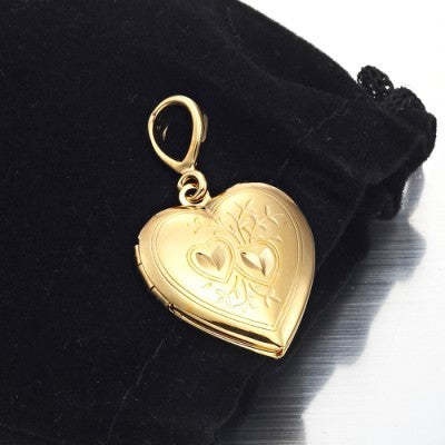 18ct Heavy Yellow Gold Plated Heart Locket Pendant - USA Made