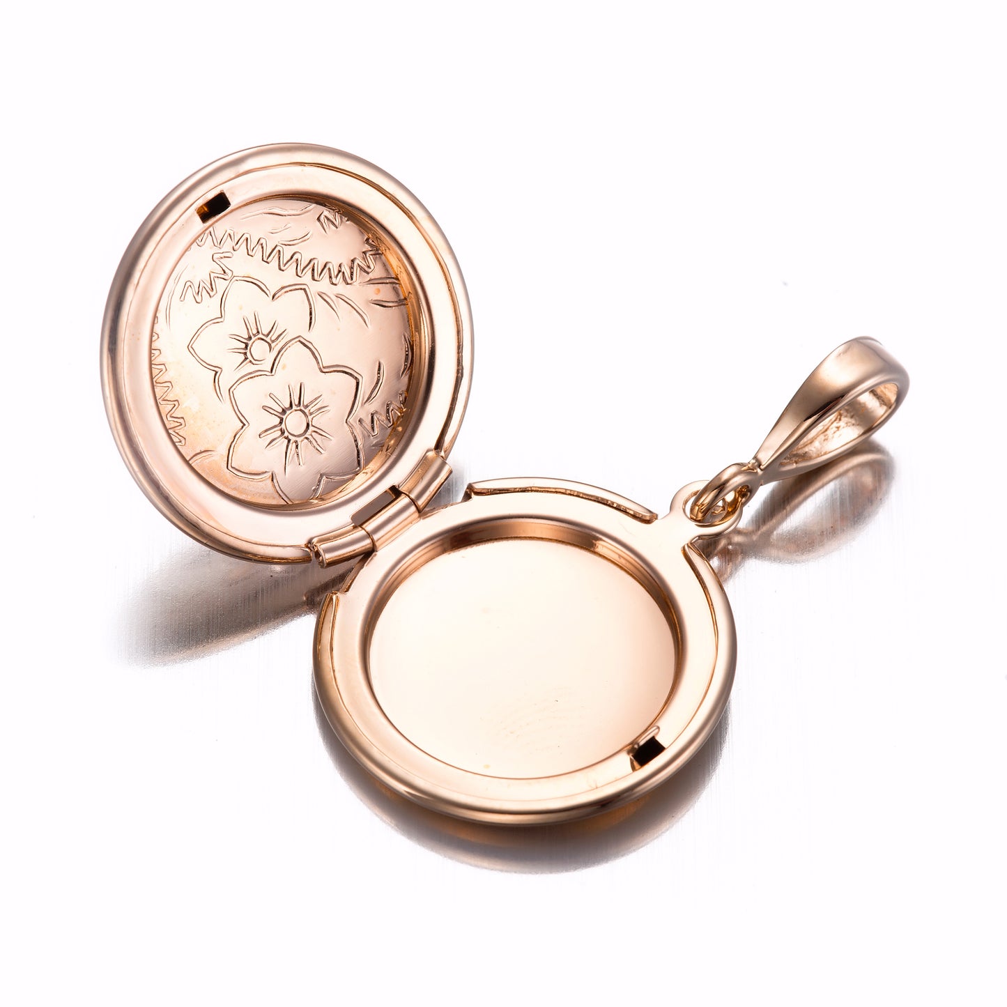 18ct Heavy Rose Gold Plated Round Locket Pendant - USA Made