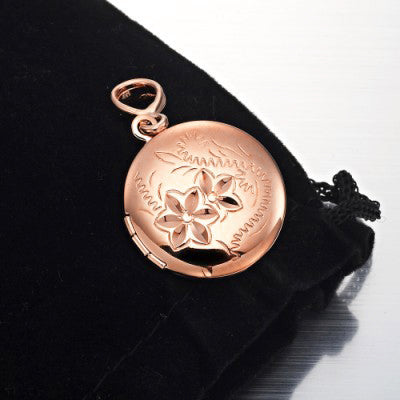 18ct Heavy Rose Gold Plated Round Locket Pendant - USA Made