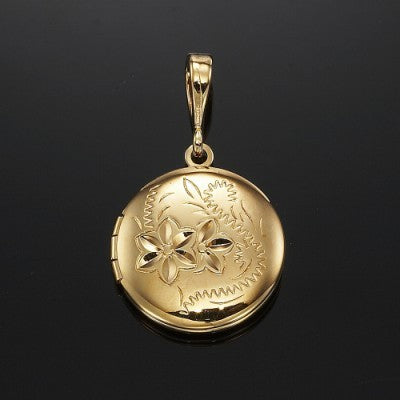 18ct Heavy Yellow Gold Plated Round Locket Pendant - USA Made