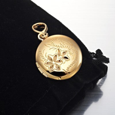 18ct Heavy Yellow Gold Plated Round Locket Pendant - USA Made