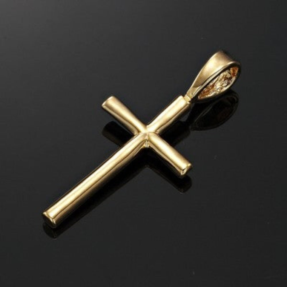 18ct Heavy Yellow Gold Plated Holy Cross Pendant - USA Made