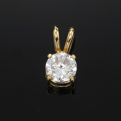 18ct Heavy Yellow Gold Plated Round Simulated Diamond Pendant - USA Made