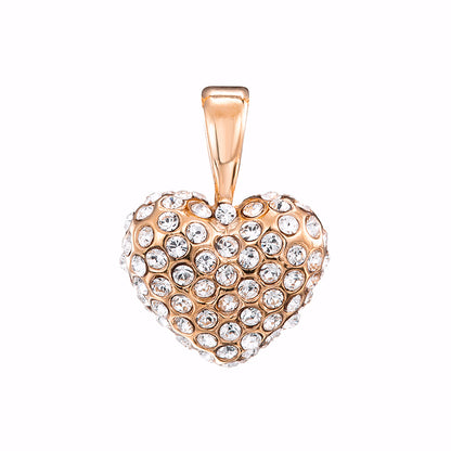 18ct Heavy Rose Gold Plated Crystal Heart Pendant - USA Made