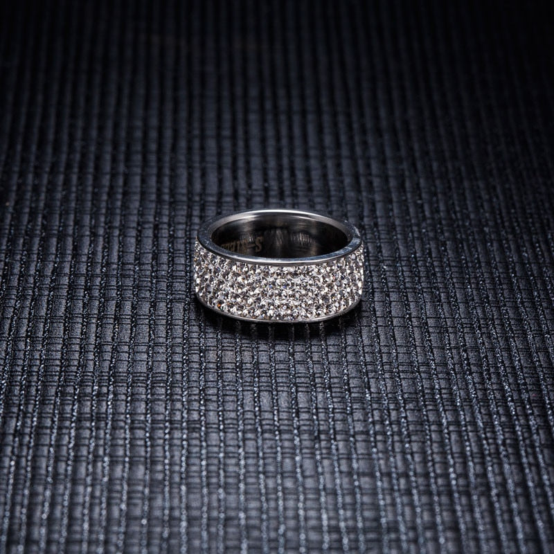 Stunning Simulated Diamond Stainless Steel Band Ring