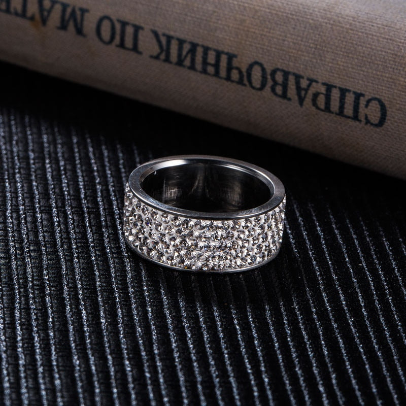 Stunning Simulated Diamond Stainless Steel Band Ring