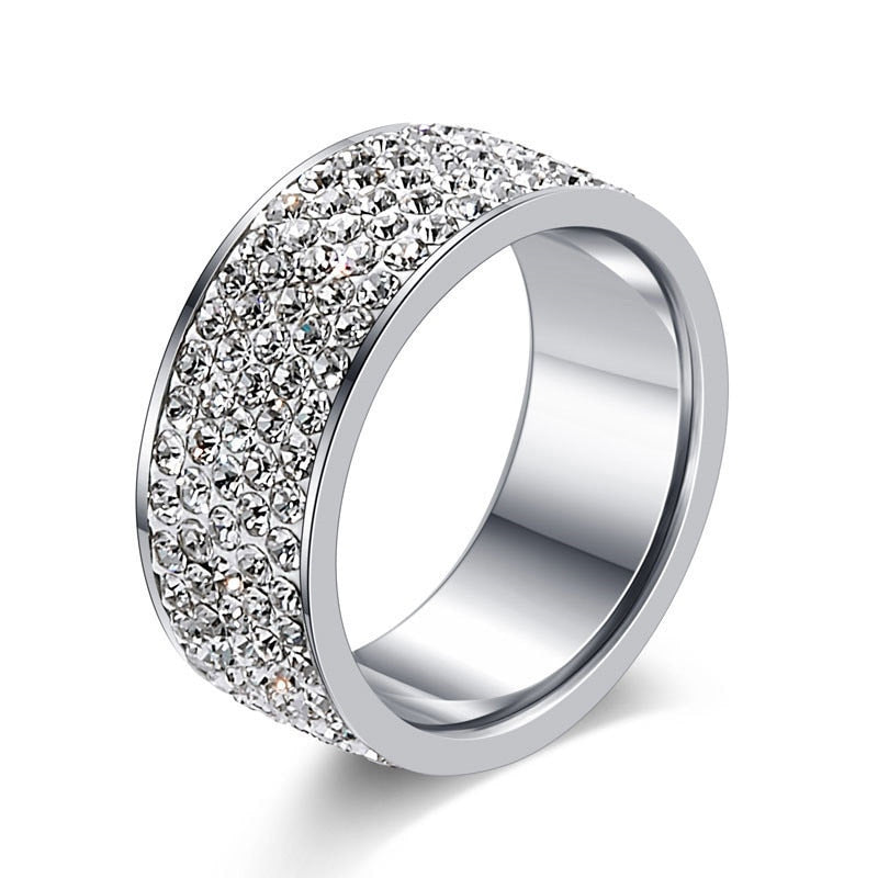 Stunning Simulated Diamond Stainless Steel Band Ring