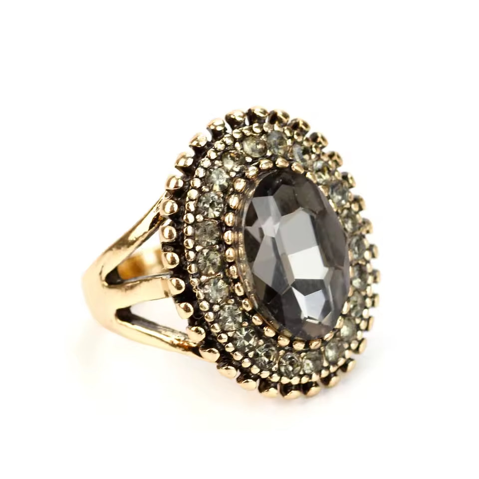 Vintage Antique Statement Black & Bronze Boho Ring